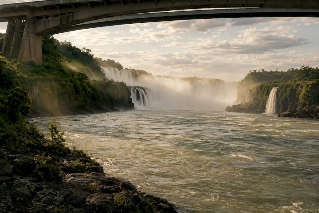Iguazu Falls seen from Paraguay near bridge
