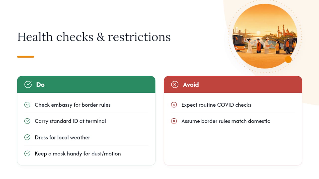 Do Health Checks or Travel Restrictions Still Apply? — overview diagram