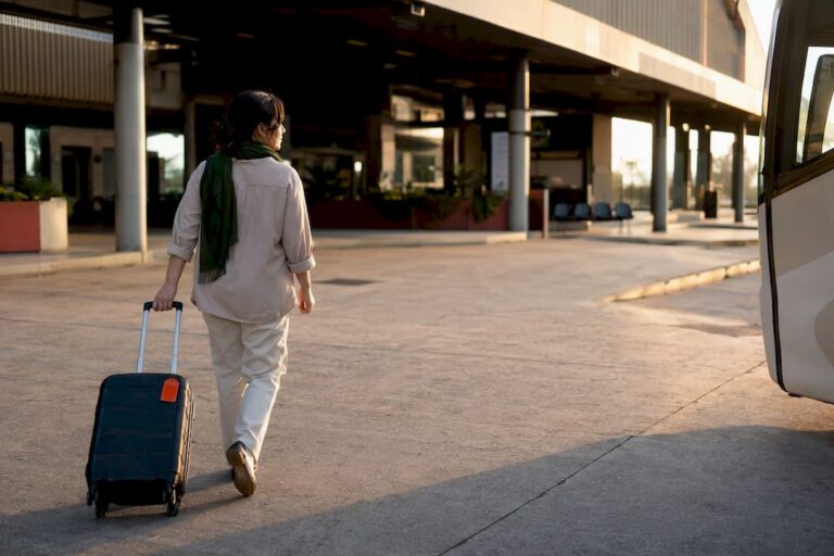 Traveler arriving at Coronel Oviedo bus terminal